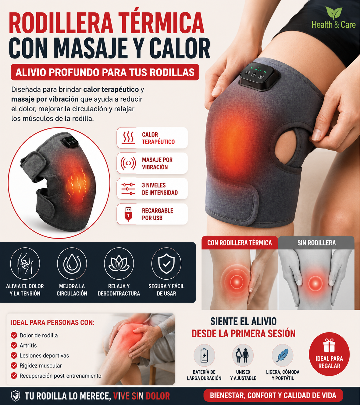 Rodillera de Calor Terapéutico: Relaja y Alivia